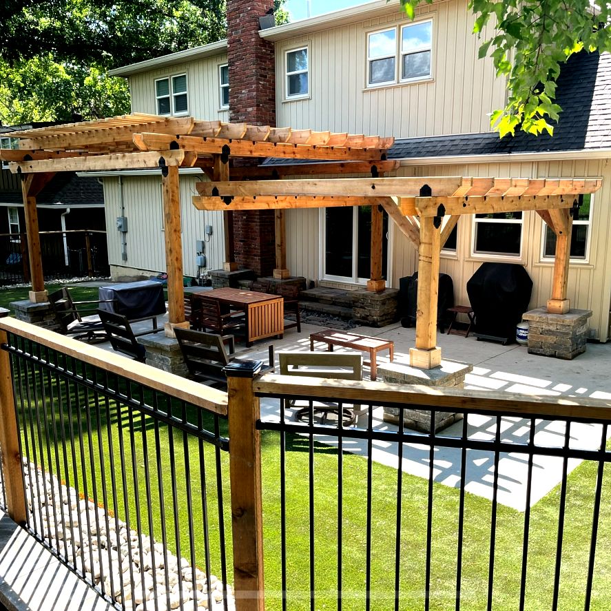 Custom cedar pergola and paver patio installation
